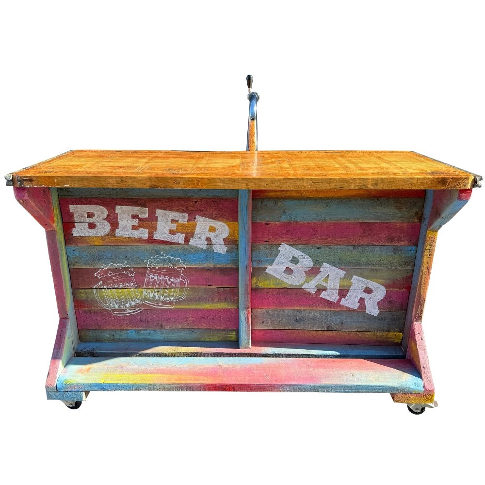 Huur: Mobiele houten beer voorzetbar in Ibiza stijl - Afbeelding 2