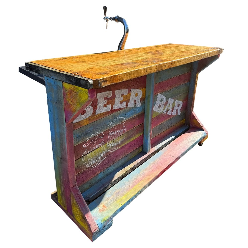 Huur: Mobiele houten beer voorzetbar in Ibiza stijl - Afbeelding 5