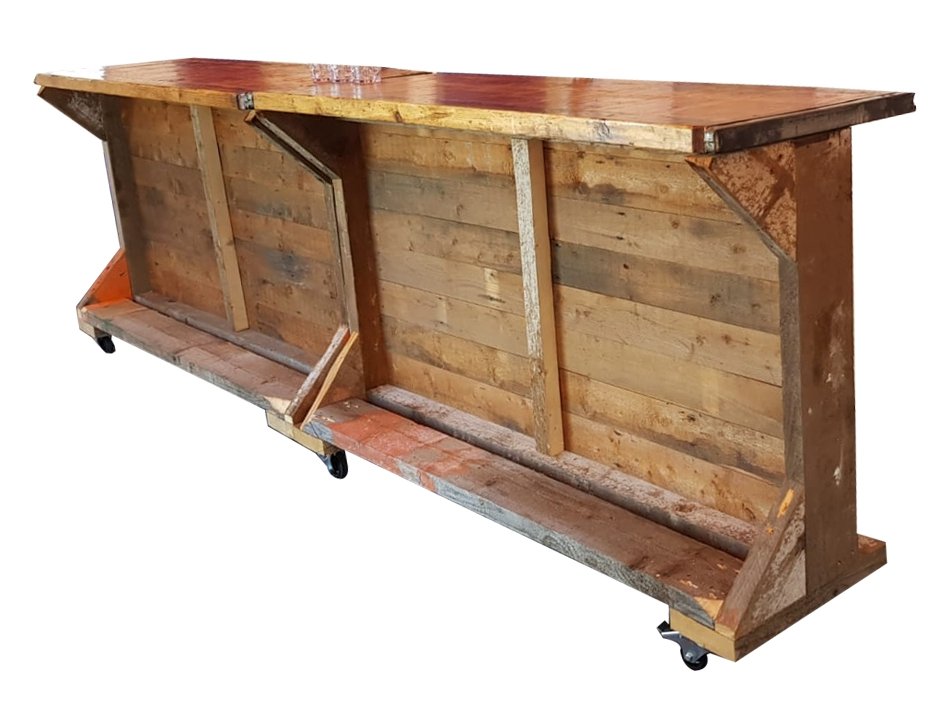 Huur: Mobiele houten cocktail voorzetbar in Ibiza stijl - Afbeelding 4